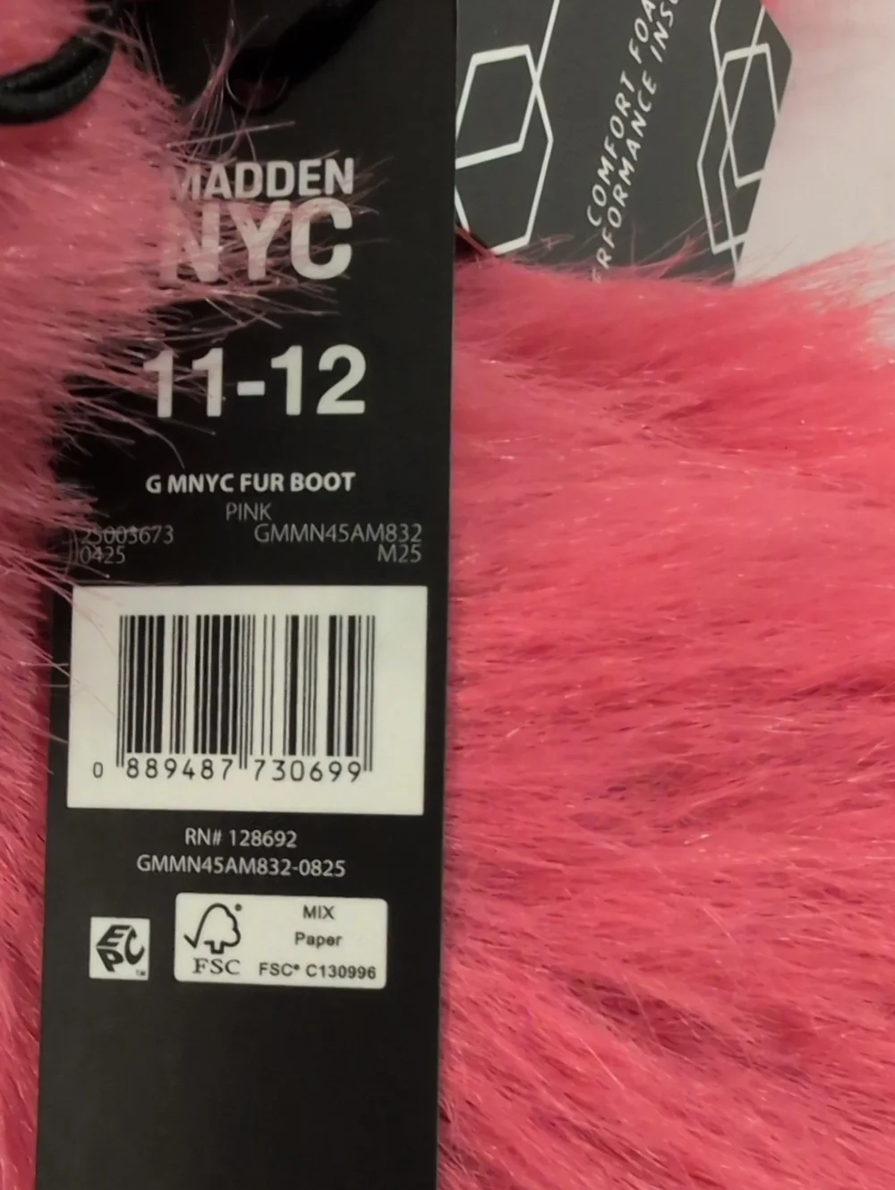 Madden Girls Plush Fuzzy Slip-On Boots Coral Pink Sz 11-12